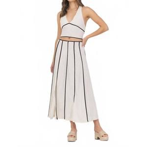 NEW VINTAGE HAVANA linen blend maxi skirt in earthy sand